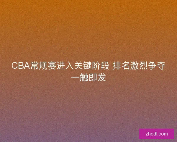 CBA常规赛进入关键阶段 排名激烈争夺一触即发