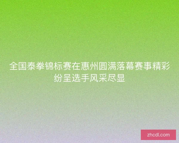 全国泰拳锦标赛在惠州圆满落幕赛事精彩纷呈选手风采尽显